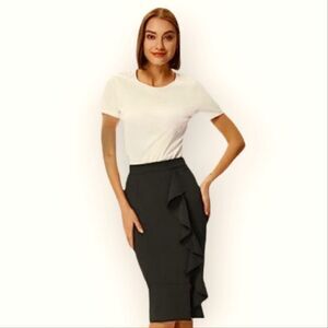 NWT GRACE KARIN Women's Ruffle Bodycon Knee Length Midi Pencil Skirt